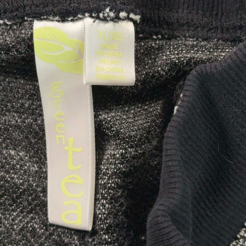 Green Tea Womens Jogger Pants XL Marled Knit Gray Black Zip Pockets 32x28 - Picture 3 of 7